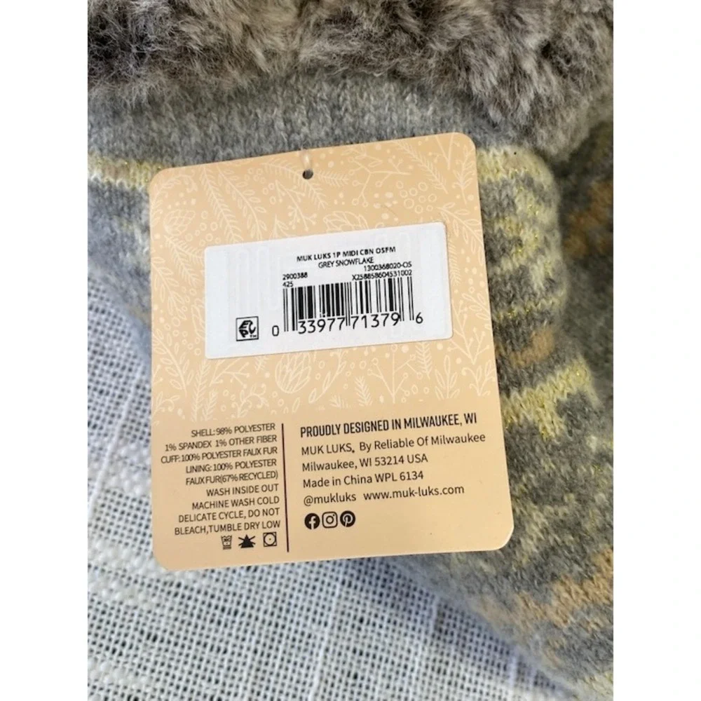 Muk Luks Cabin Socks Womens Fleece Lined‎ Cozy Slipper Socks Gray NWT